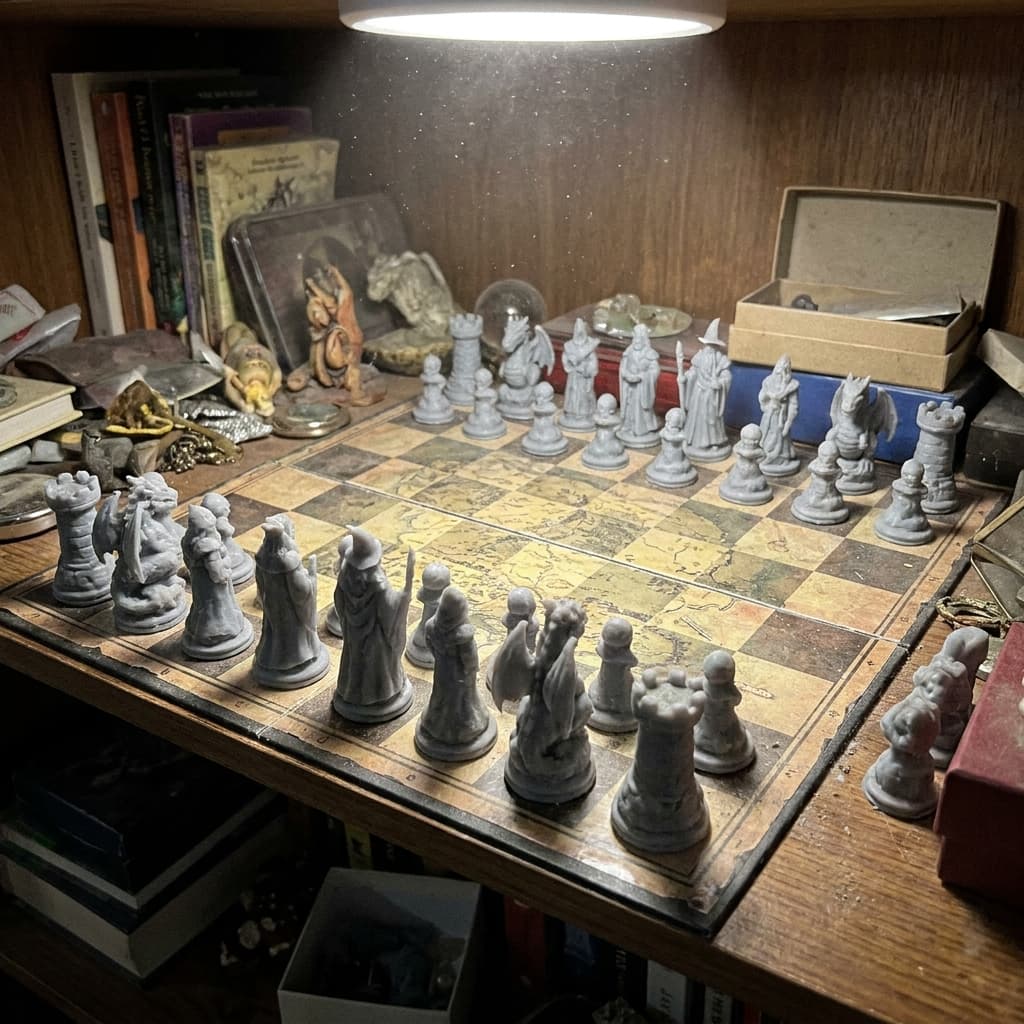 Generic fantasy resin chess set